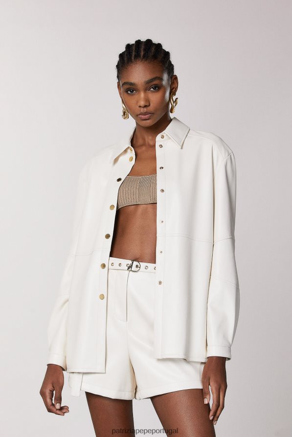 Patrizia Pepe mulheres camisa essencial gardênia branca vestuário TX086V465