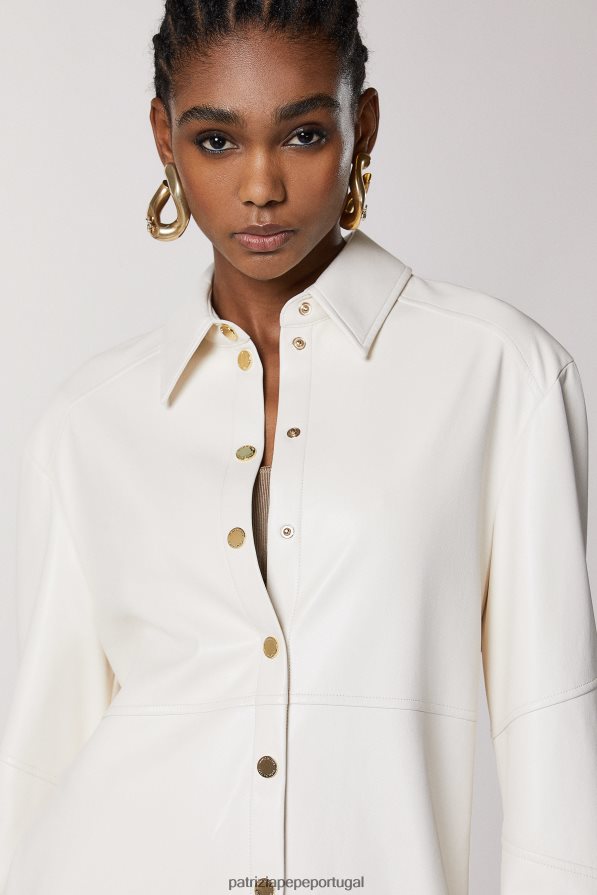 Patrizia Pepe mulheres camisa essencial gardênia branca vestuário TX086V465