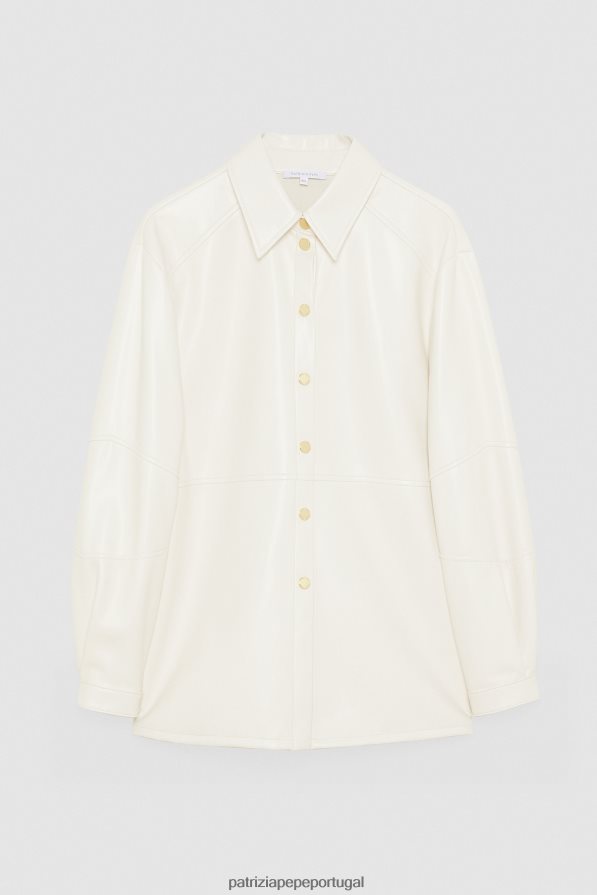 Patrizia Pepe mulheres camisa essencial gardênia branca vestuário TX086V465