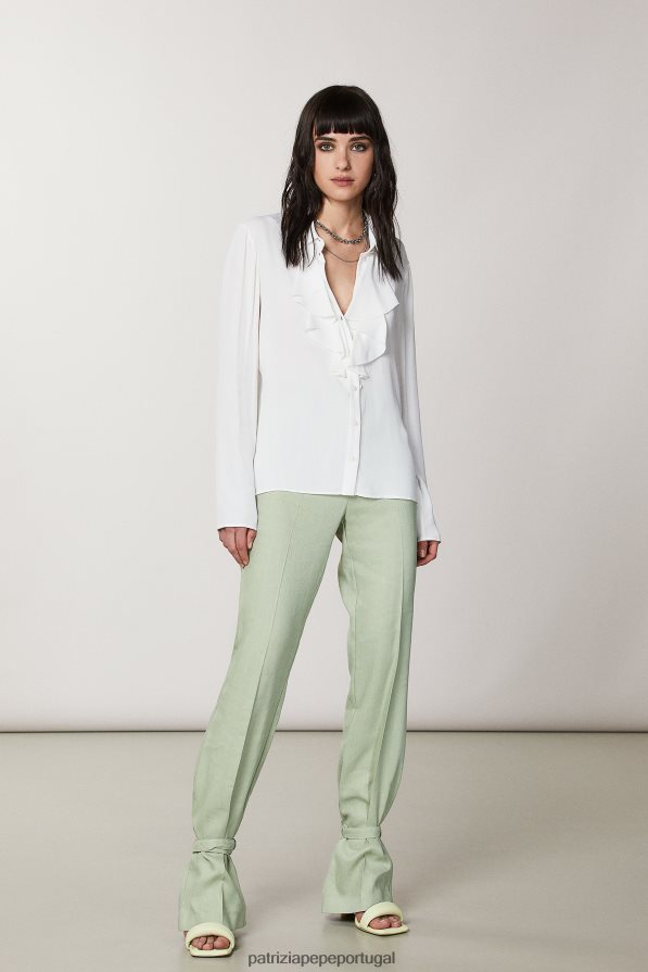 Patrizia Pepe mulheres camisa franzida branco vestuário TX086V695