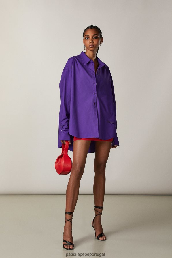 Patrizia Pepe mulheres camisa grande violeta sexy vestuário TX086V675