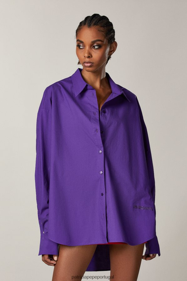 Patrizia Pepe mulheres camisa grande violeta sexy vestuário TX086V675