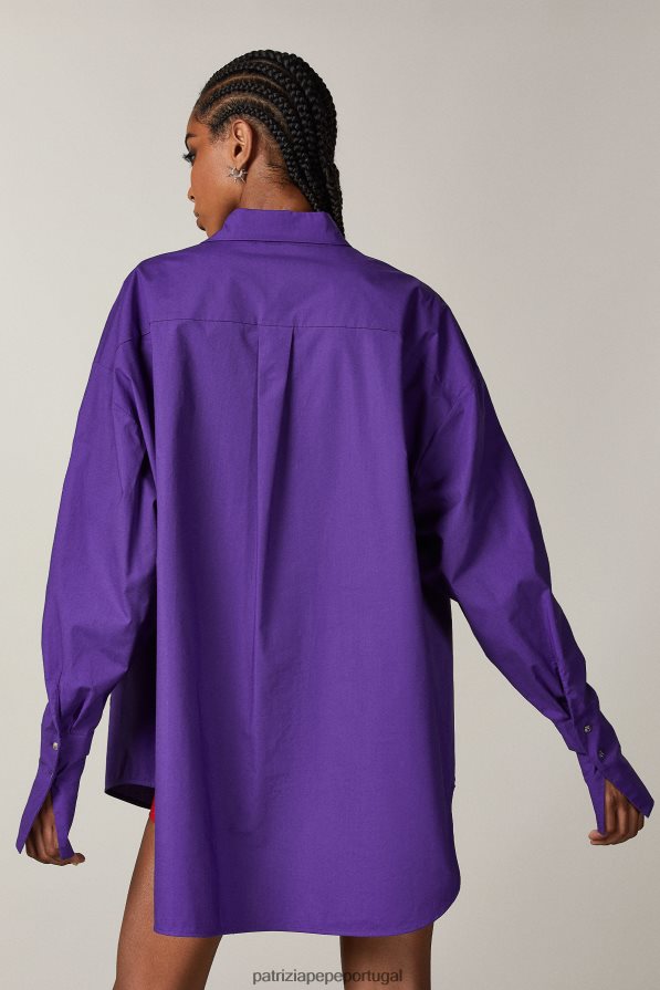 Patrizia Pepe mulheres camisa grande violeta sexy vestuário TX086V675