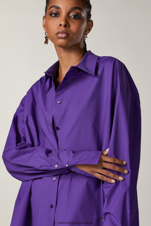 Patrizia Pepe mulheres camisa grande violeta sexy vestuário TX086V675
