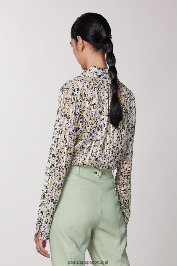 Patrizia Pepe mulheres camisa lurex estampa camu abstrata vestuário TX086V618