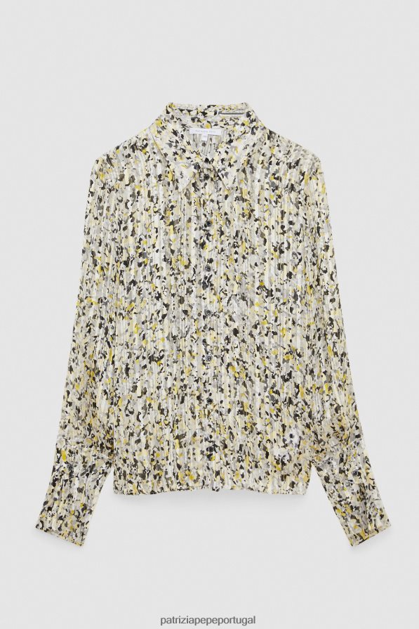 Patrizia Pepe mulheres camisa lurex estampa camu abstrata vestuário TX086V618