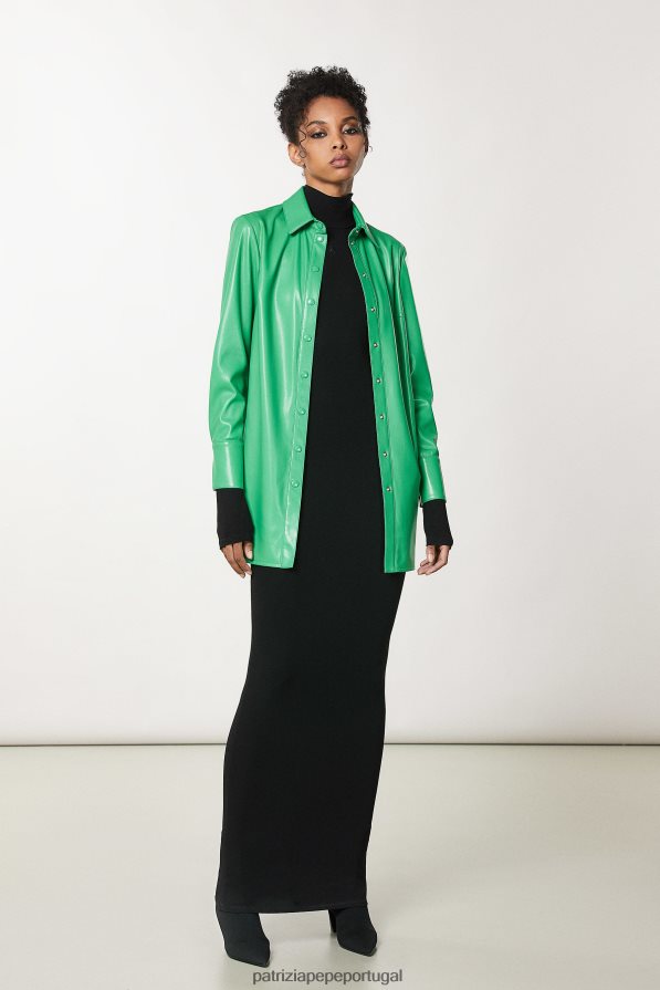 Patrizia Pepe mulheres tecido revestido sobre camisa verde vibrante vestuário TX086V627