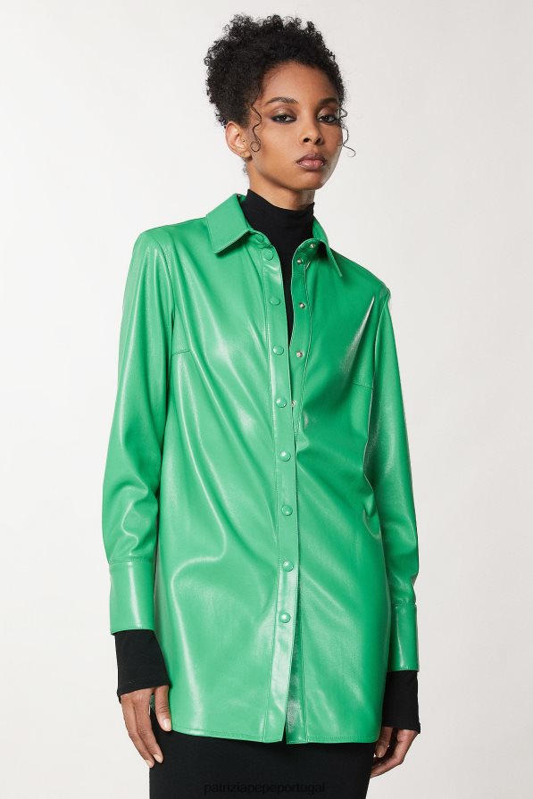 Patrizia Pepe mulheres tecido revestido sobre camisa verde vibrante vestuário TX086V627