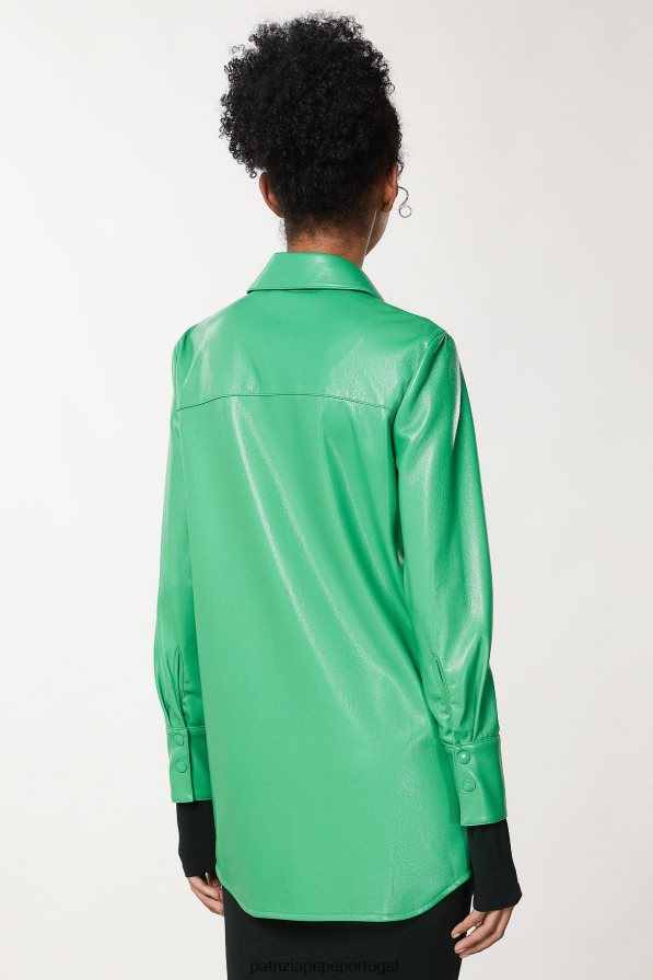 Patrizia Pepe mulheres tecido revestido sobre camisa verde vibrante vestuário TX086V627