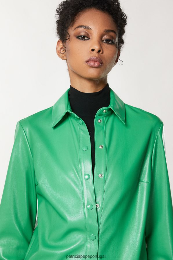 Patrizia Pepe mulheres tecido revestido sobre camisa verde vibrante vestuário TX086V627