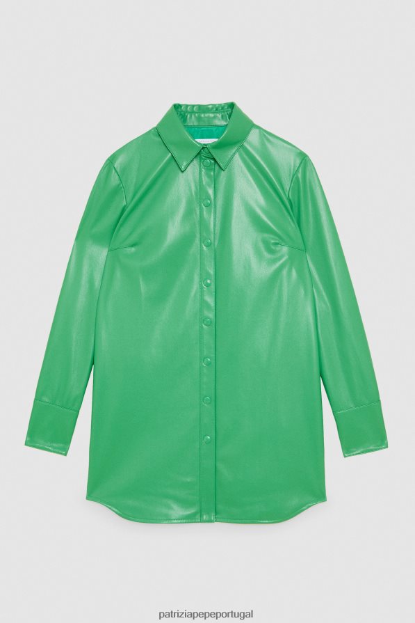 Patrizia Pepe mulheres tecido revestido sobre camisa verde vibrante vestuário TX086V627