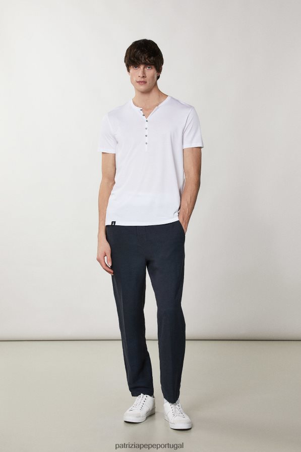 Patrizia Pepe homens camiseta henley manga curta branco ótico vestuário TX086V1034
