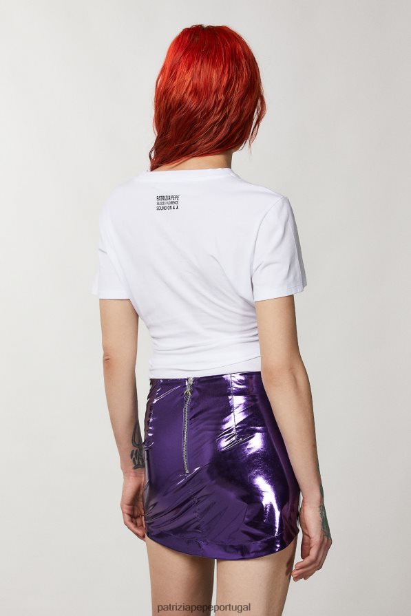 Patrizia Pepe mulheres camiseta com detalhes em metal branco ótico vestuário TX086V348