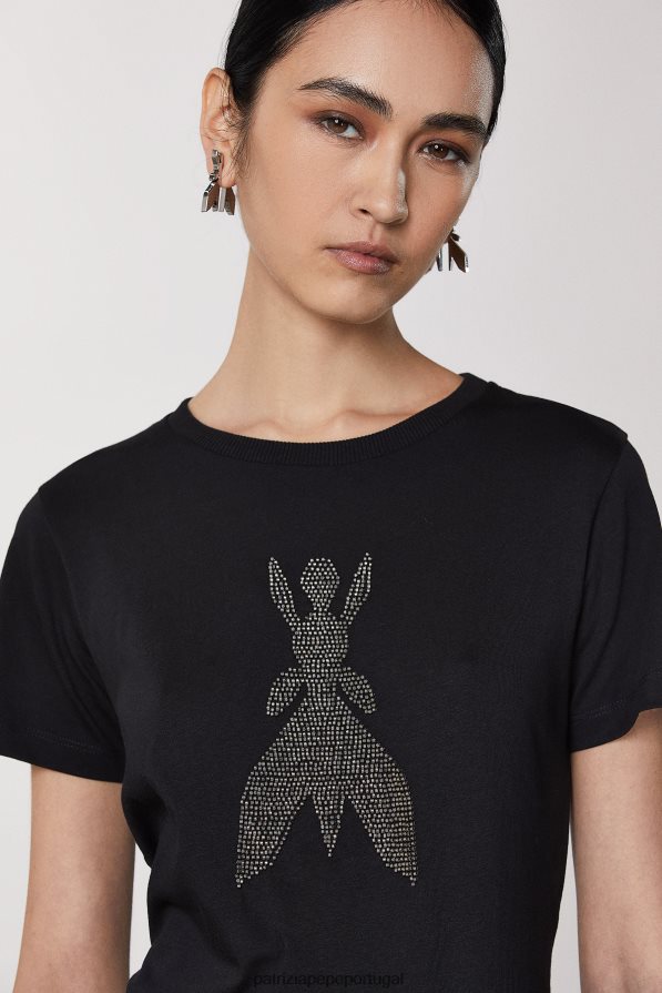 Patrizia Pepe mulheres camiseta com mosca Nero vestuário TX086V568
