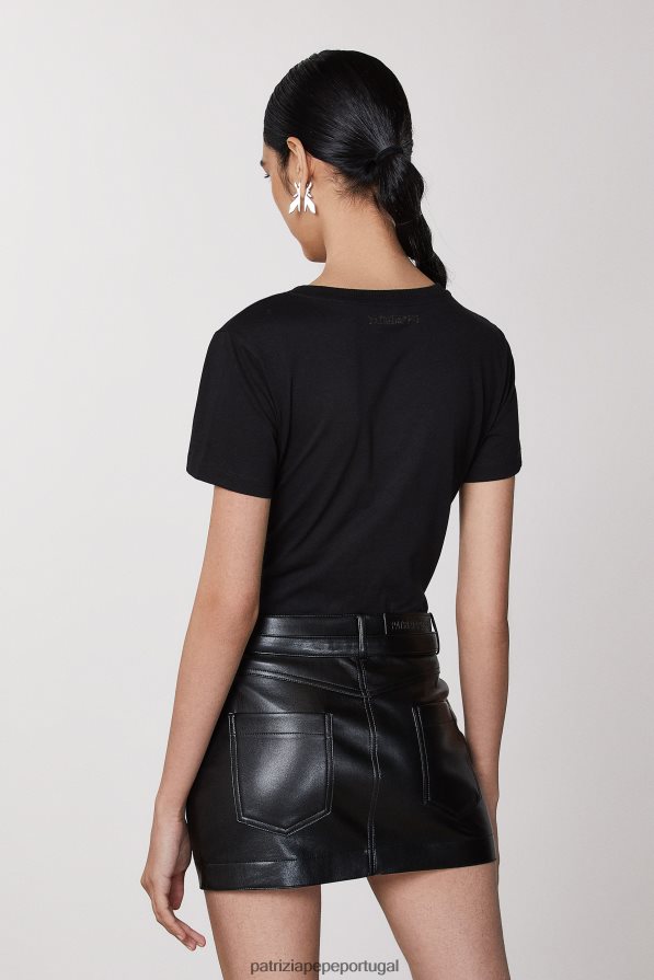 Patrizia Pepe mulheres camiseta com mosca Nero vestuário TX086V568