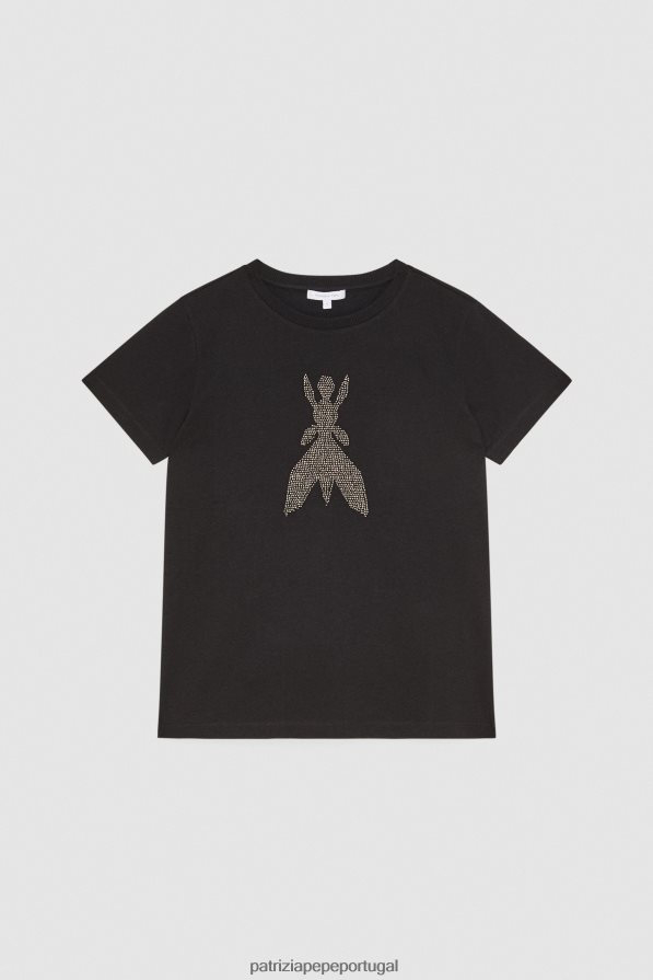 Patrizia Pepe mulheres camiseta com mosca Nero vestuário TX086V568
