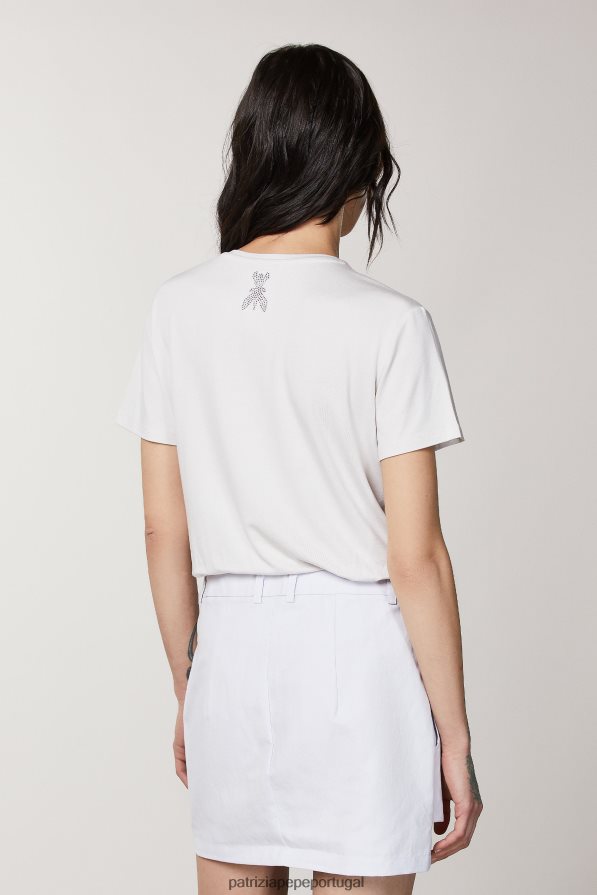 Patrizia Pepe mulheres camiseta com strass lilás cinza vestuário TX086V382