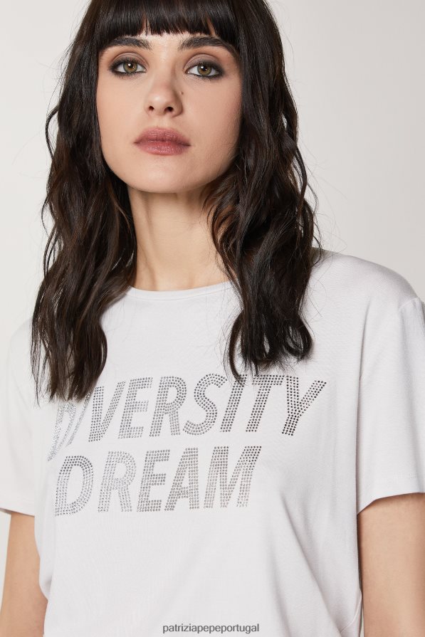 Patrizia Pepe mulheres camiseta com strass lilás cinza vestuário TX086V382