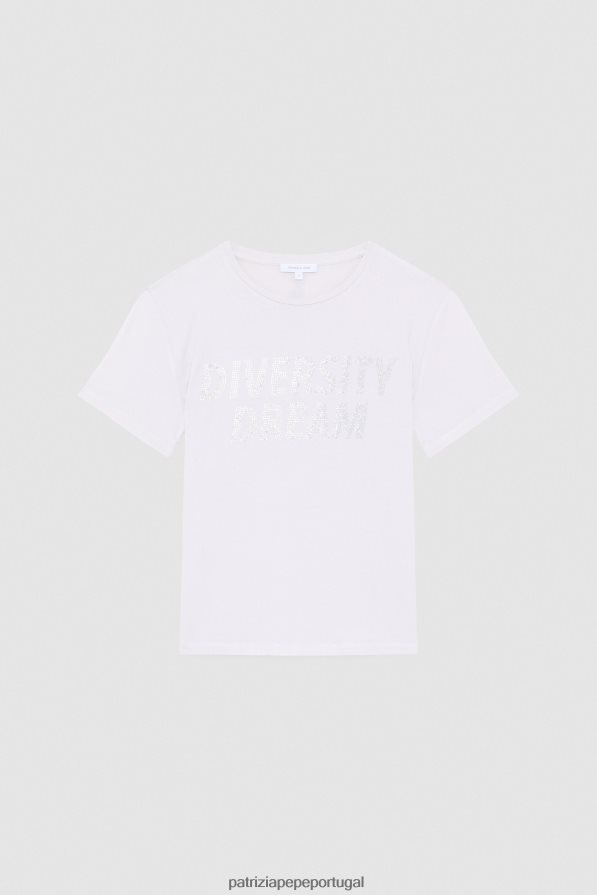 Patrizia Pepe mulheres camiseta com strass lilás cinza vestuário TX086V382