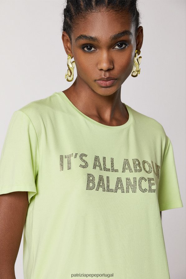 Patrizia Pepe mulheres camiseta com strass limão ensolarado vestuário TX086V456