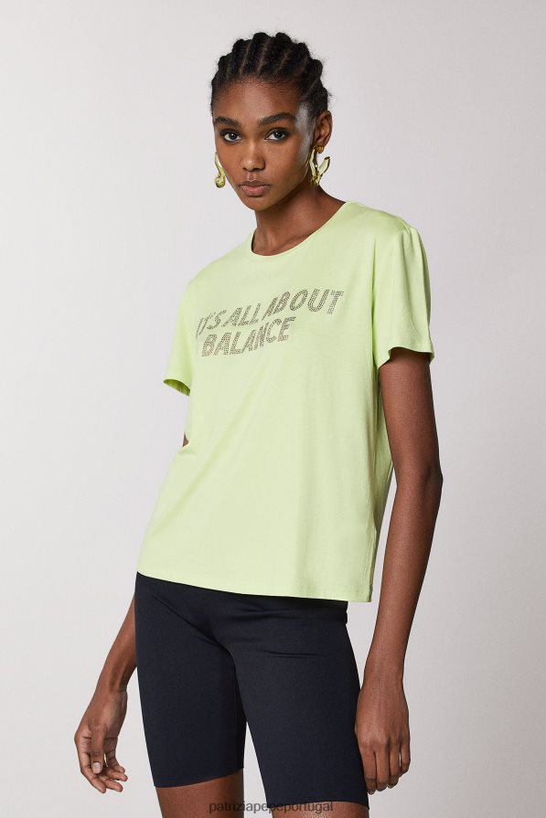 Patrizia Pepe mulheres camiseta com strass limão ensolarado vestuário TX086V456