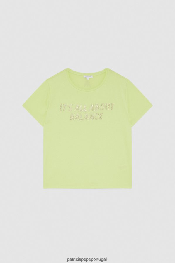 Patrizia Pepe mulheres camiseta com strass limão ensolarado vestuário TX086V456