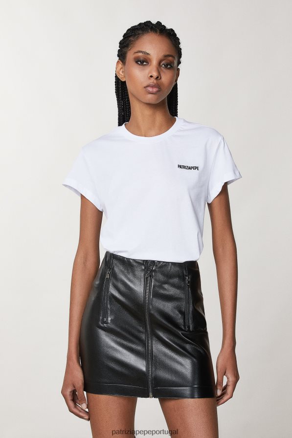 Patrizia Pepe mulheres camiseta de algodão branco ótico vestuário TX086V156