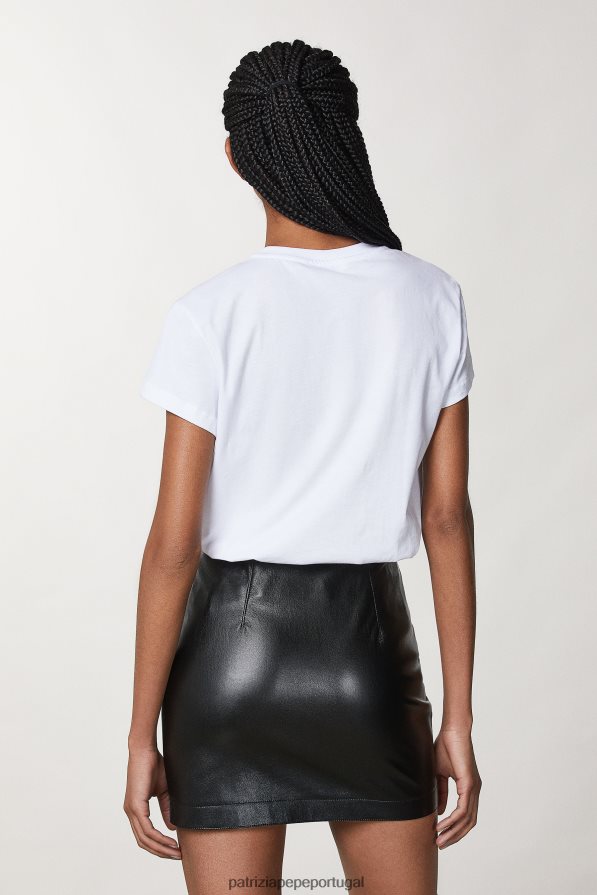 Patrizia Pepe mulheres camiseta de algodão branco ótico vestuário TX086V156