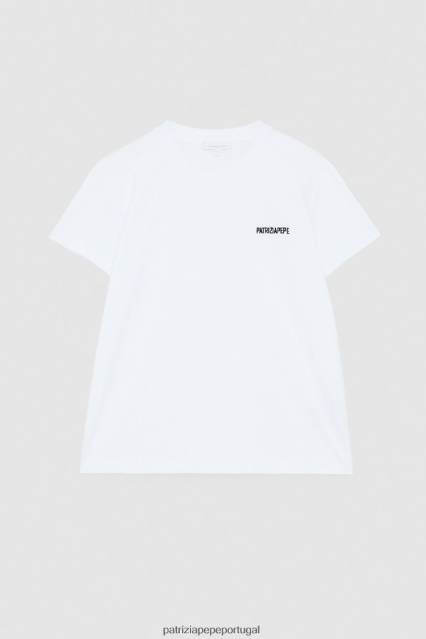 Patrizia Pepe mulheres camiseta de algodão branco ótico vestuário TX086V156
