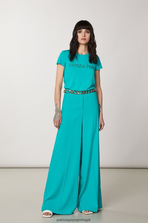 Patrizia Pepe mulheres camiseta essencial ilusão verde vestuário TX086V410