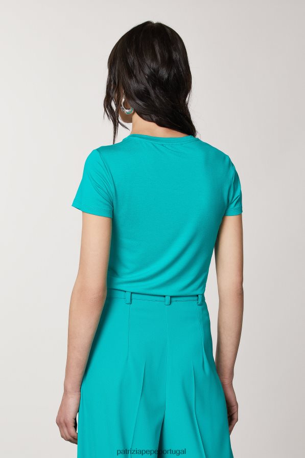 Patrizia Pepe mulheres camiseta essencial ilusão verde vestuário TX086V410