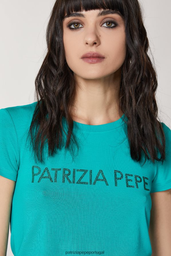 Patrizia Pepe mulheres camiseta essencial ilusão verde vestuário TX086V410