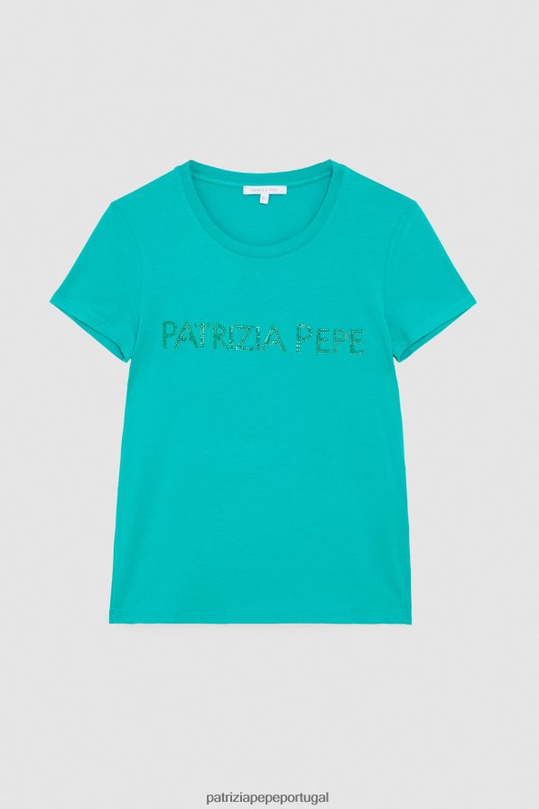 Patrizia Pepe mulheres camiseta essencial ilusão verde vestuário TX086V410