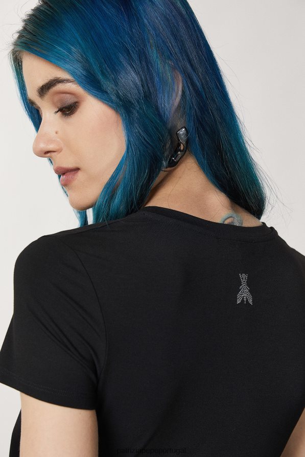 Patrizia Pepe mulheres camiseta essencial mosca negra vestuário TX086V569