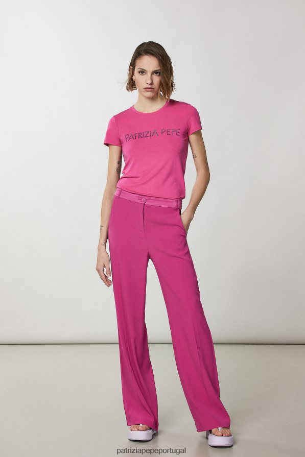 Patrizia Pepe mulheres camiseta essencial pétala fúcsia vestuário TX086V310