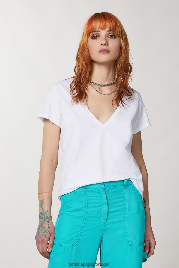 Patrizia Pepe mulheres camiseta estampada branco ótico vestuário TX086V201