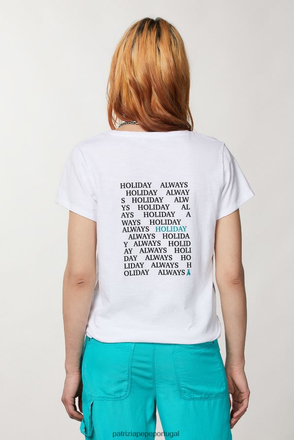 Patrizia Pepe mulheres camiseta estampada branco ótico vestuário TX086V201