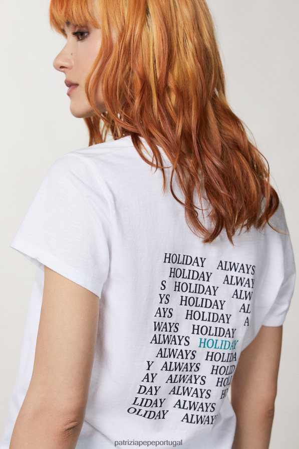 Patrizia Pepe mulheres camiseta estampada branco ótico vestuário TX086V201