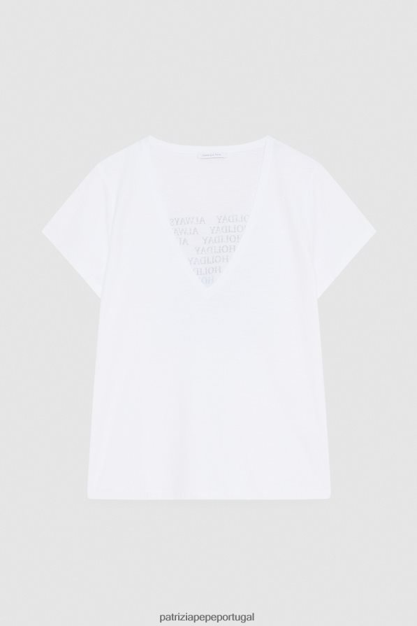 Patrizia Pepe mulheres camiseta estampada branco ótico vestuário TX086V201