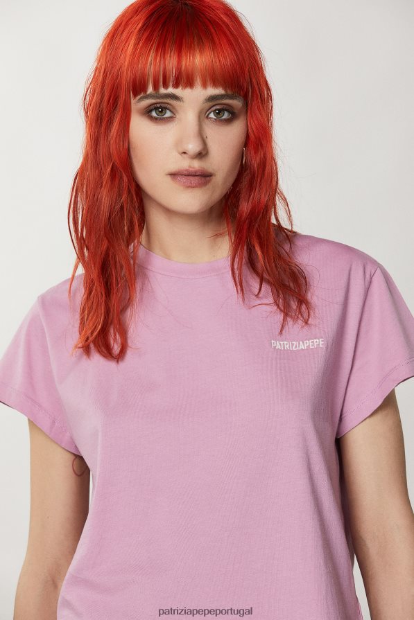 Patrizia Pepe mulheres camiseta estampada malva lavado vestuário TX086V225