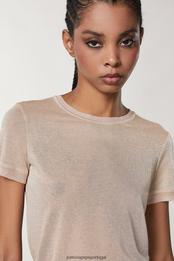 Patrizia Pepe mulheres camiseta lurex manga curta blush astral lurex vestuário TX086V53