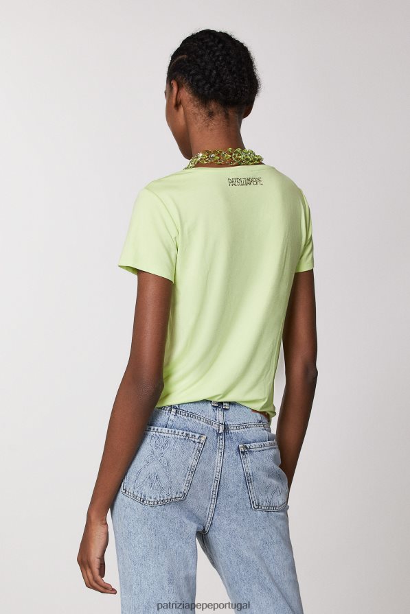 Patrizia Pepe mulheres camiseta slim com logo limão ensolarado vestuário TX086V457