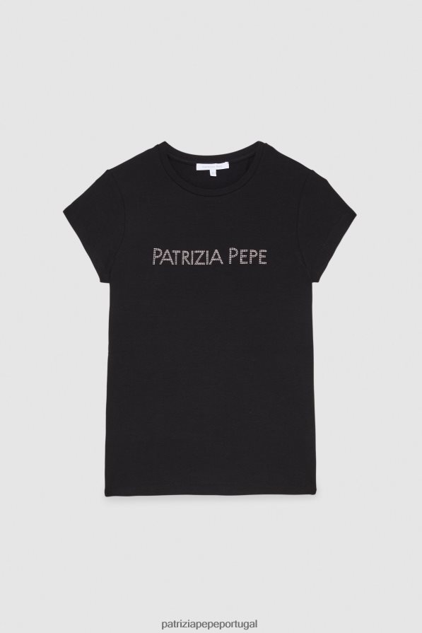 Patrizia Pepe mulheres camiseta stretch essencial Nero vestuário TX086V685