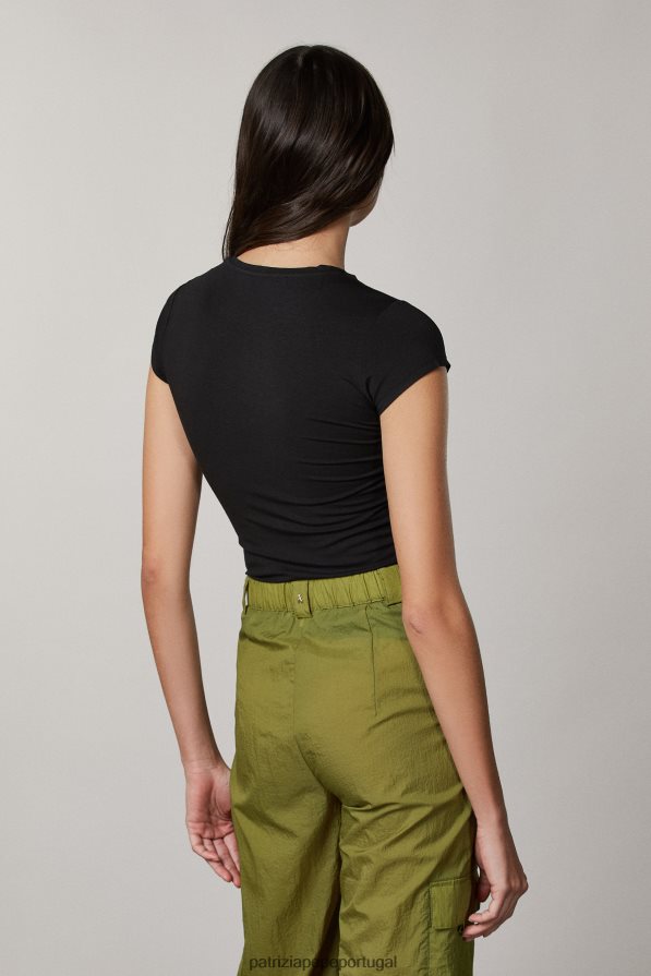 Patrizia Pepe mulheres camiseta stretch essencial Nero vestuário TX086V685