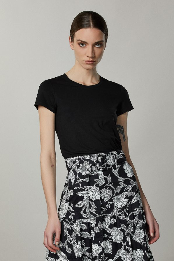 Patrizia Pepe mulheres camiseta stretch essencial mosca negra vestuário TX086V684