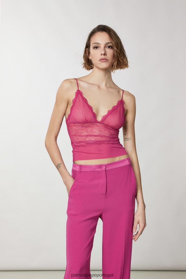 Patrizia Pepe mulheres blusa de renda cerimônia fúcsia vestuário TX086V263