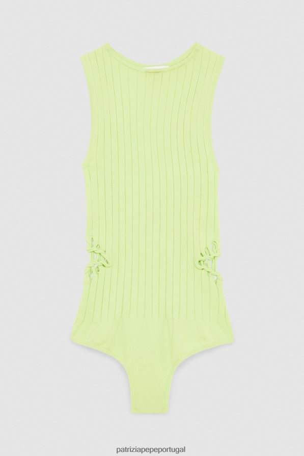 Patrizia Pepe mulheres body com recorte canelado limão de verão vestuário TX086V330