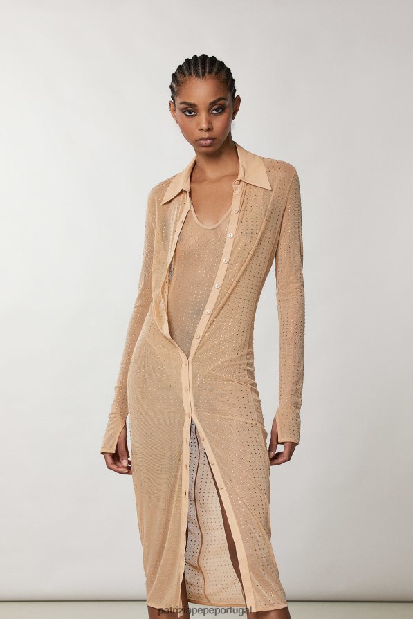 Patrizia Pepe mulheres body de tule com strass nu e cristal vestuário TX086V321