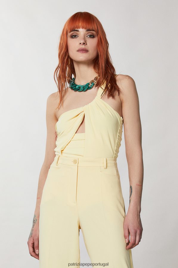 Patrizia Pepe mulheres body de um ombro clareza amarelo vestuário TX086V297