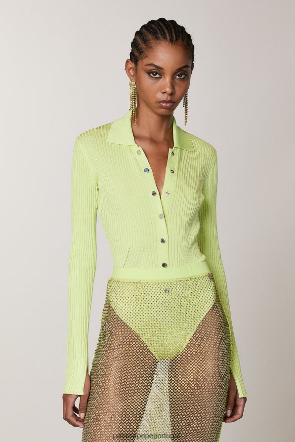 Patrizia Pepe mulheres body em malha canelada limão ensolarado vestuário TX086V415